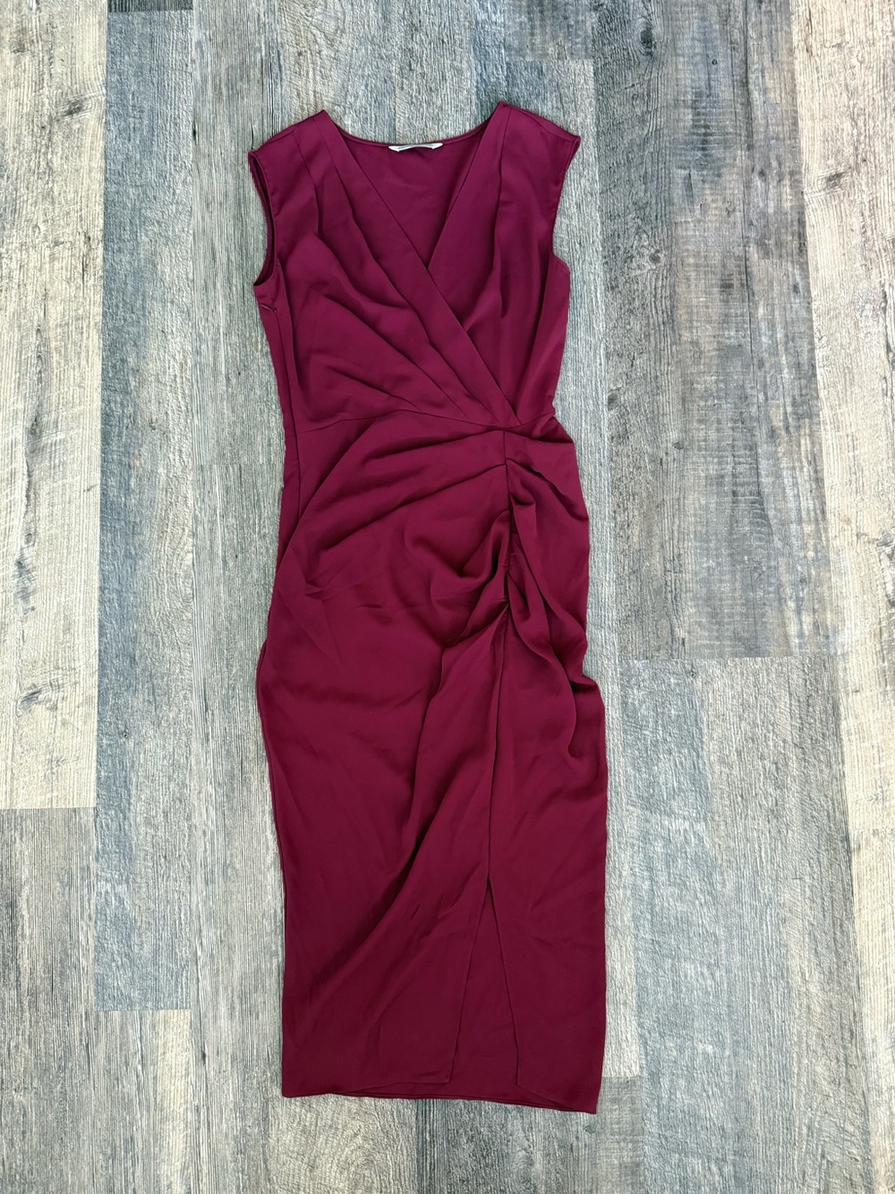 Amanda Uprichard Deep Burgundy Twist-Front Midi Dress